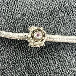 RETIRED Pandora Pink Stone Flower Charm
